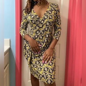 Yellow & Black Wrap Dress ⚜️♠️